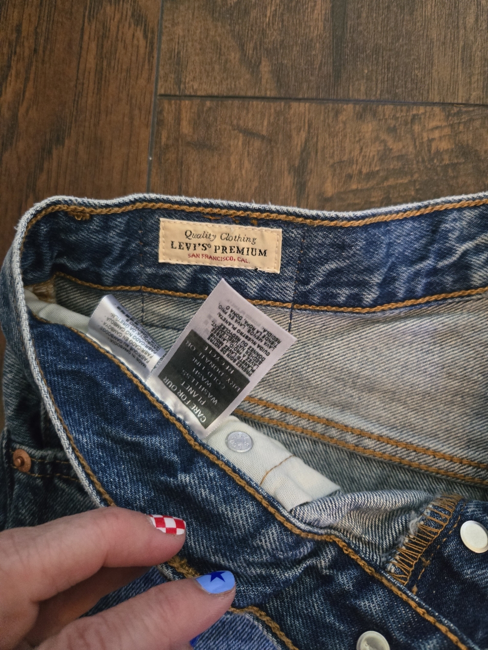 Levi's Blue Distressed Cutoff Denim Shorts - Picture 3 of 5